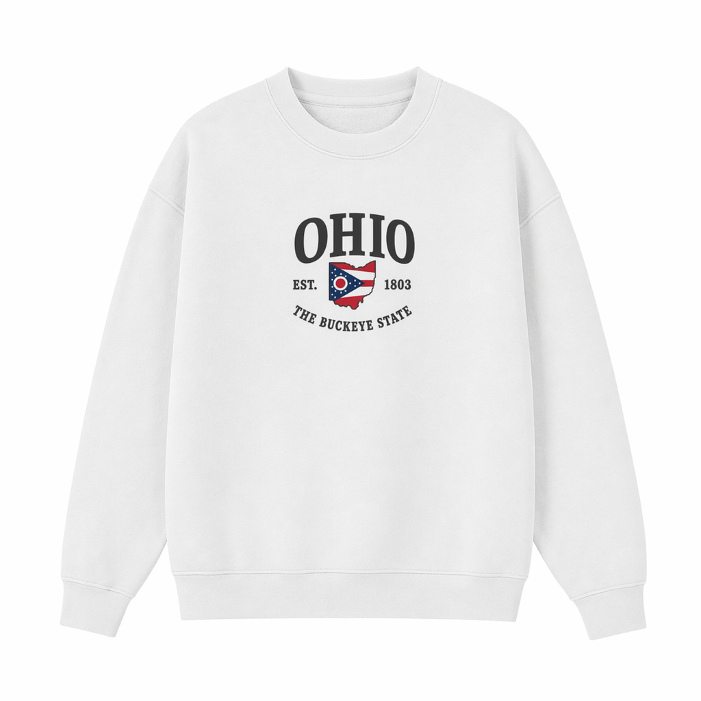 Collection 8 Ohio Essential Heavyweight Crewneck Sweatshirt - White front
