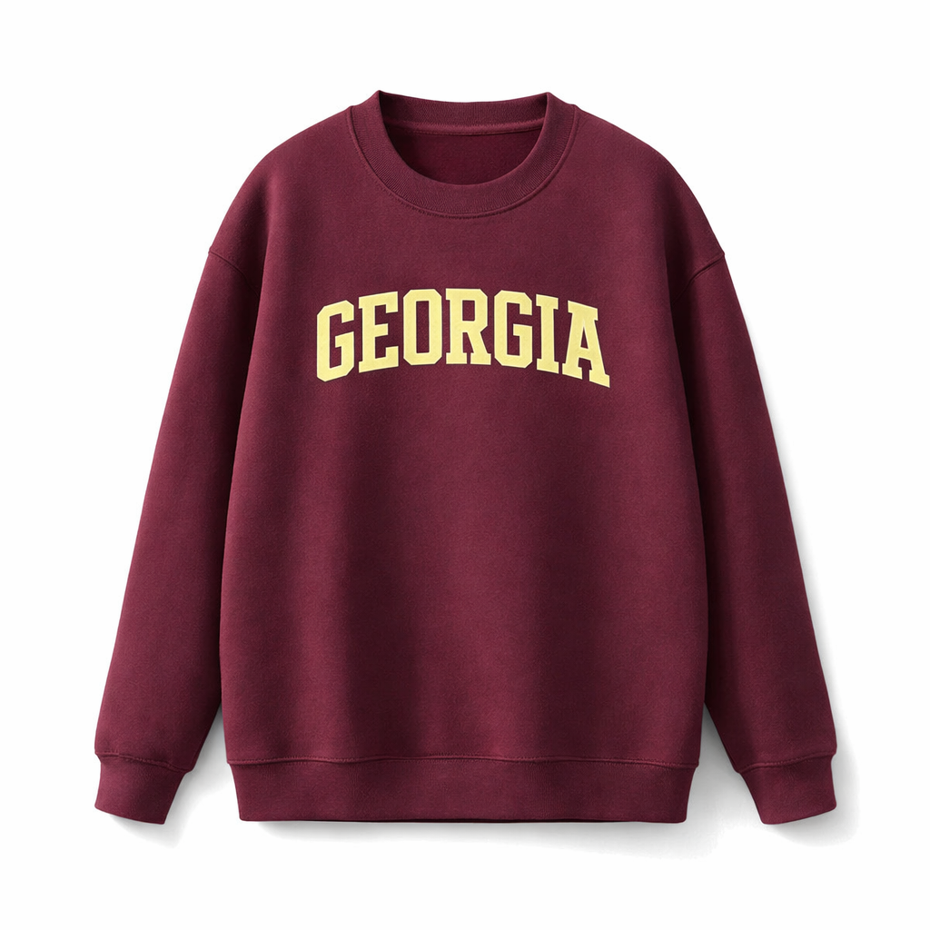 Collection 1 Georgia Essential Heavyweight Crewneck Sweatshirt - Dull Red front