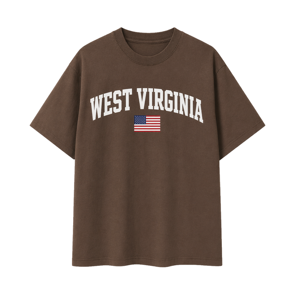 Collection 2 West Virginia Essential Cotton T-Shirt - Coffee front