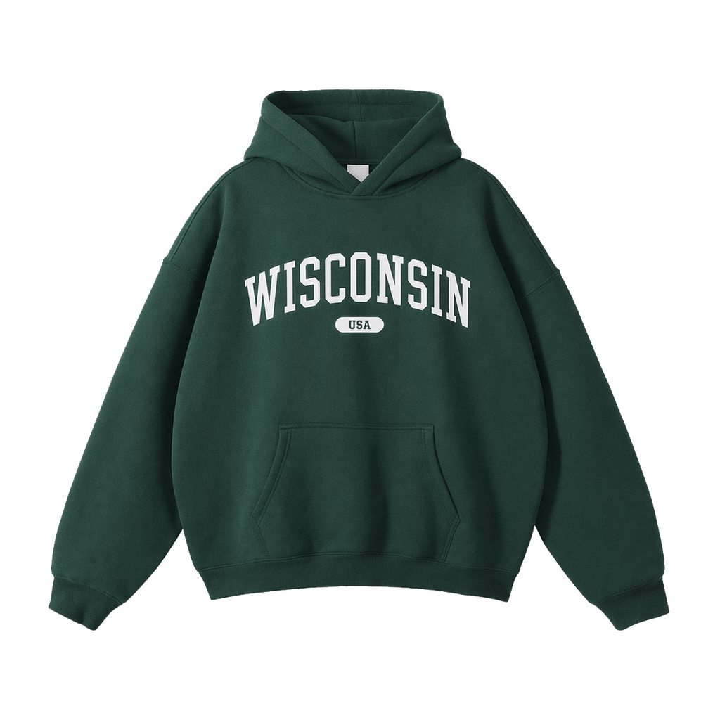 Collection 4 Wisconsin Oversize Fleeced Hoodie - Eden Green front