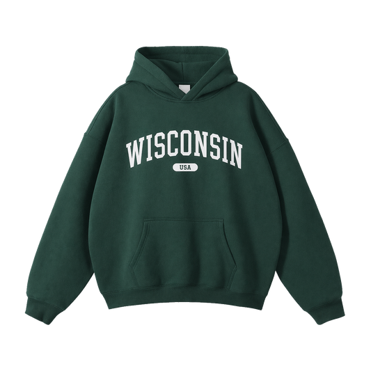 Collection 4 Wisconsin Oversize Fleeced Hoodie - Eden Green front