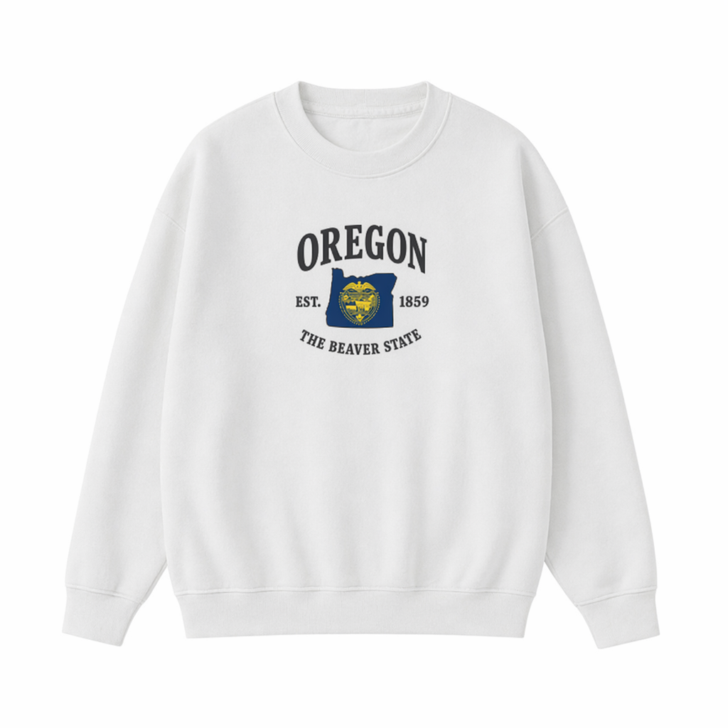 Collection 8 Oregon Essential Heavyweight Crewneck Sweatshirt - White front