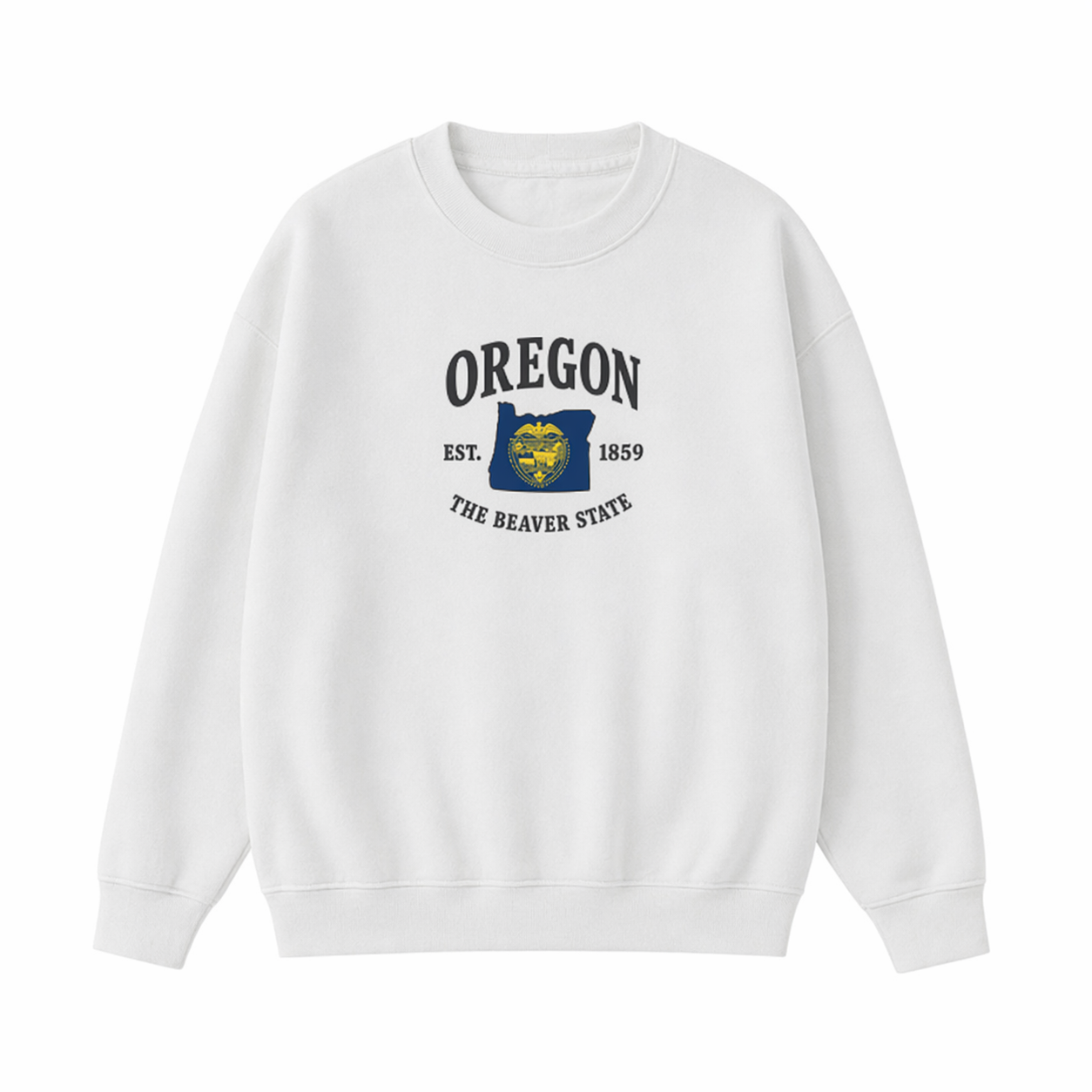 Collection 8 Oregon Essential Heavyweight Crewneck Sweatshirt - White front