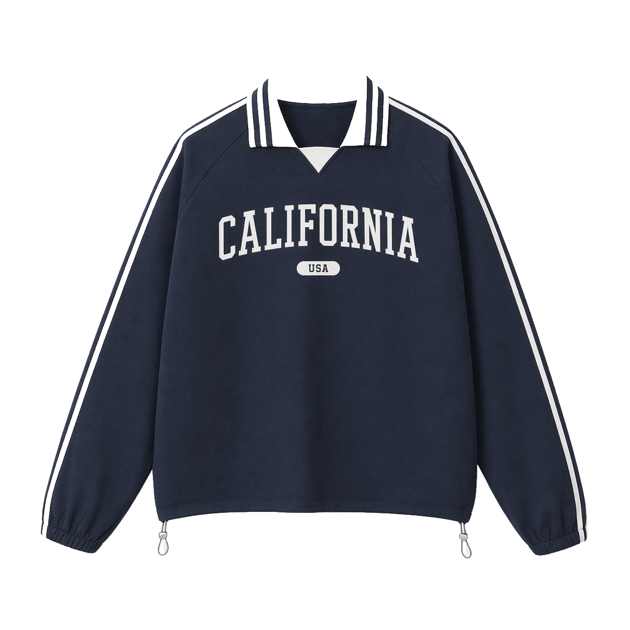 Collection 4 California Contrast Striped Lapel Collar Sweatshirt - Royal Blue front