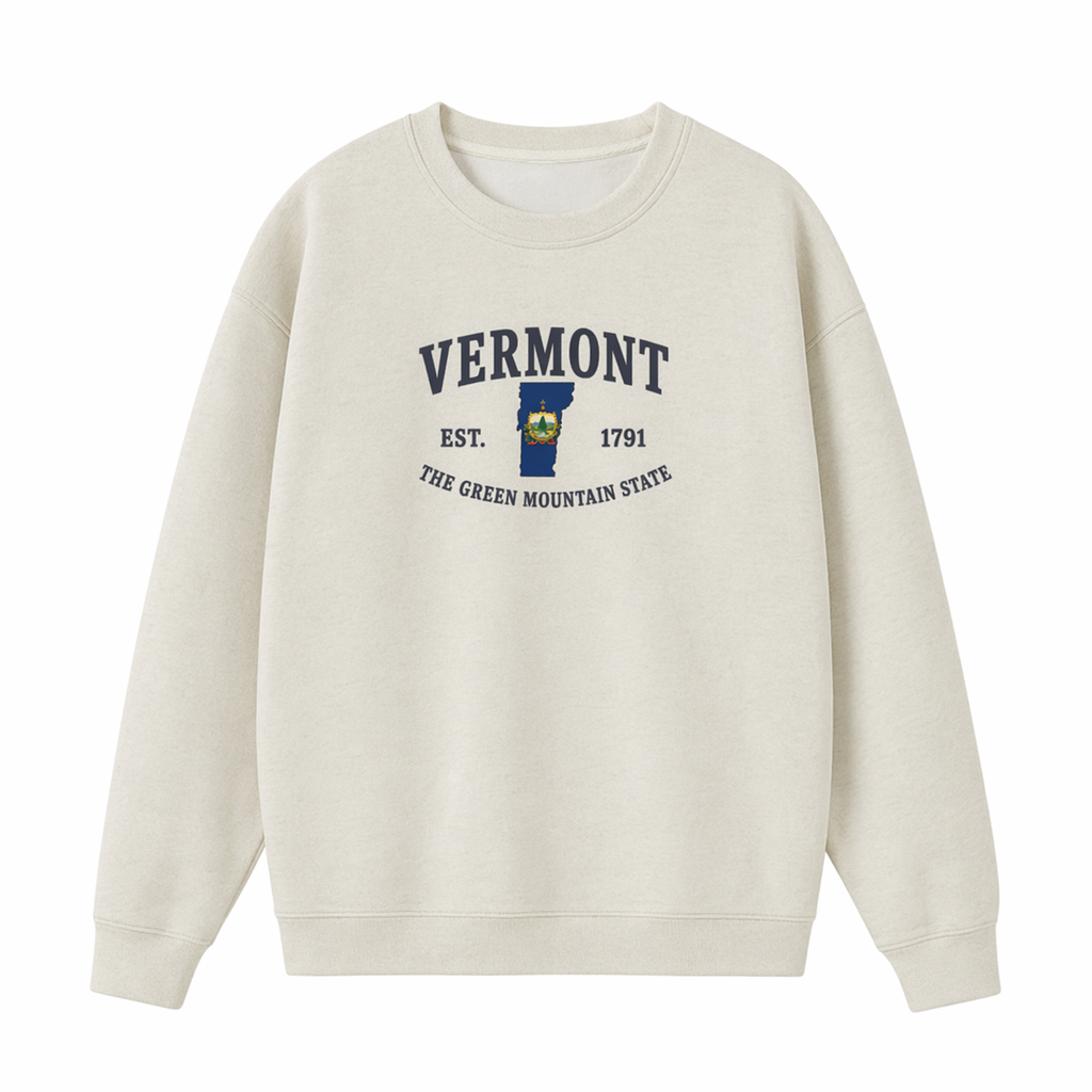 Collection 8 Vermont Essential Heavyweight Crewneck Sweatshirt - Cream front