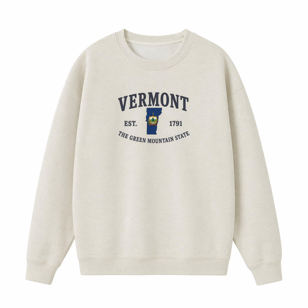 Collection 8 Vermont Essential Heavyweight Crewneck Sweatshirt - Cream front