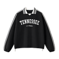 Collection 9 Tennessee Contrast Striped Lapel Collar Sweatshirt - Black front