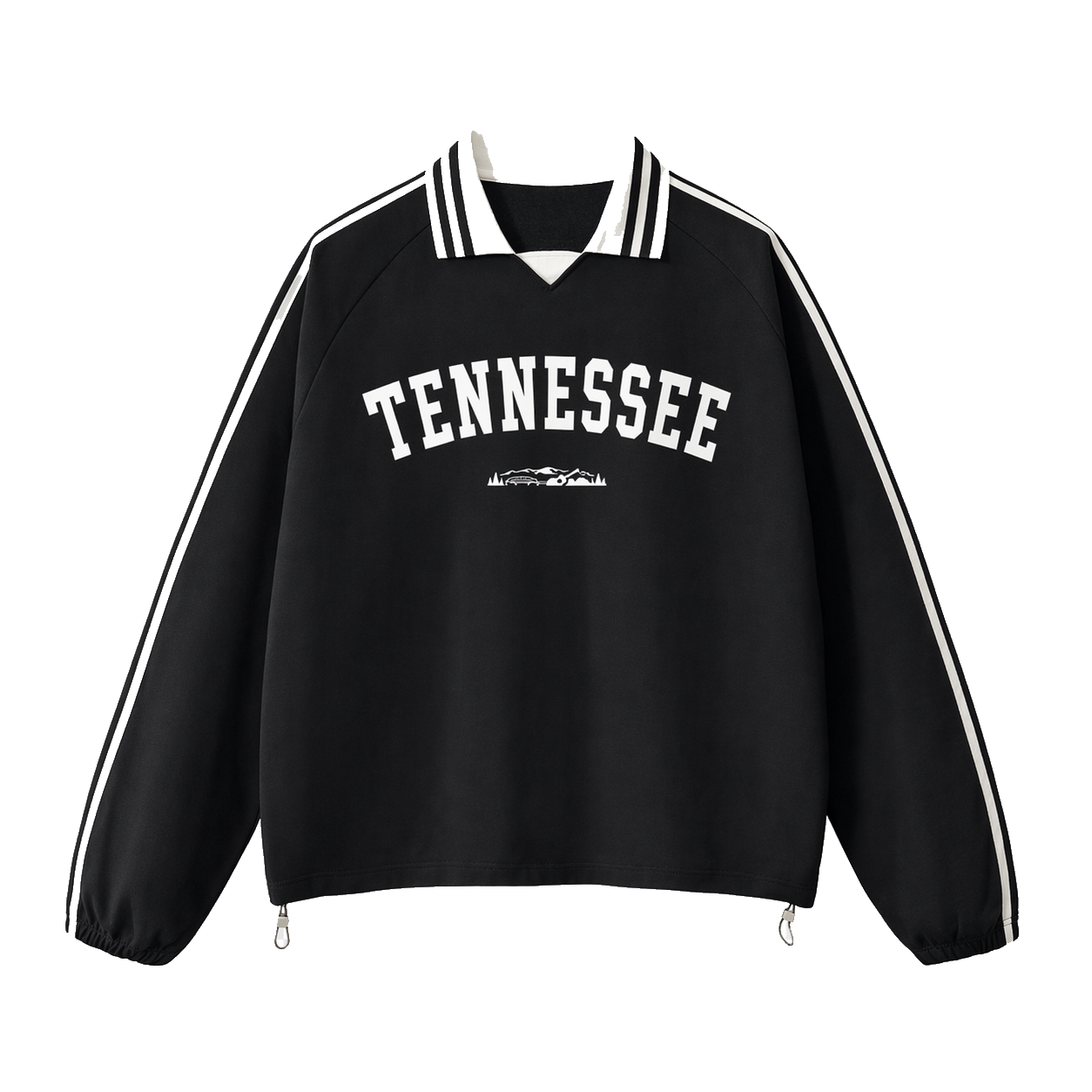 Collection 9 Tennessee Contrast Striped Lapel Collar Sweatshirt - Black front