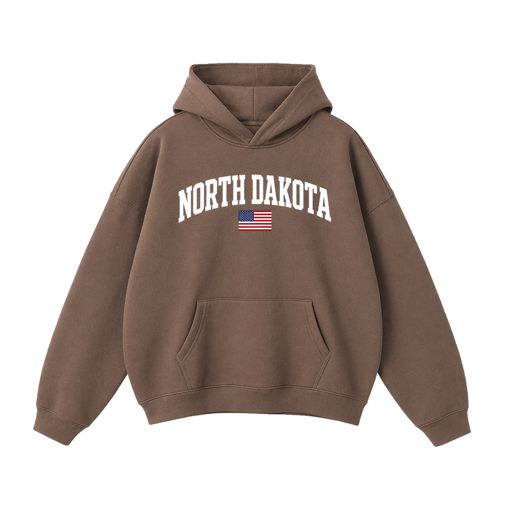 Collection 2 North Dakota Oversize Fleeced Hoodie - Brown front