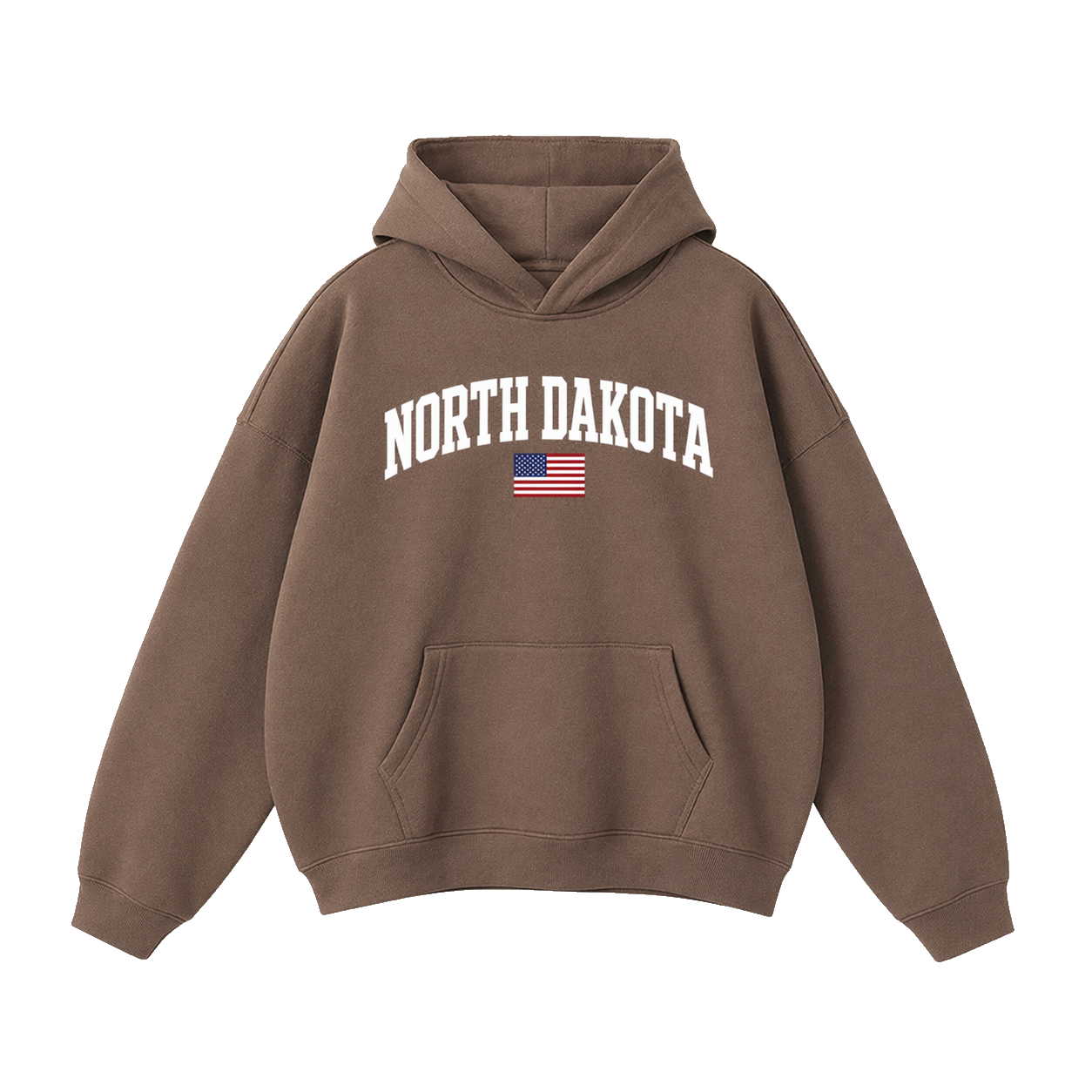 Collection 2 North Dakota Oversize Fleeced Hoodie - Brown front