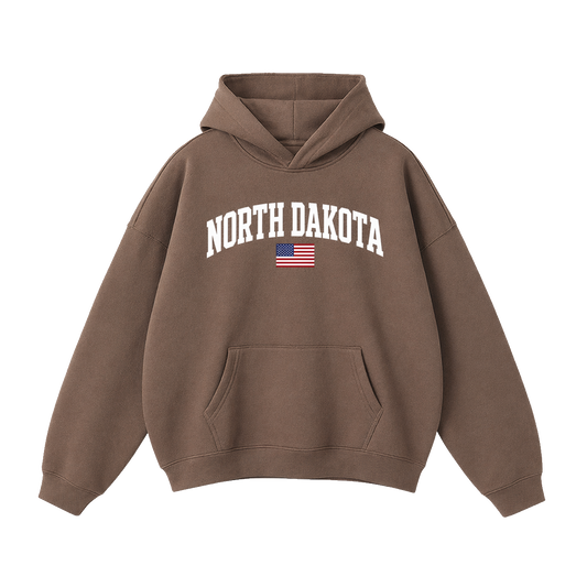 Collection 2 North Dakota Oversize Fleeced Hoodie - Brown front
