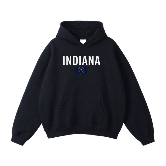 Collection 7 Indiana Oversize Fleeced Hoodie - Black front