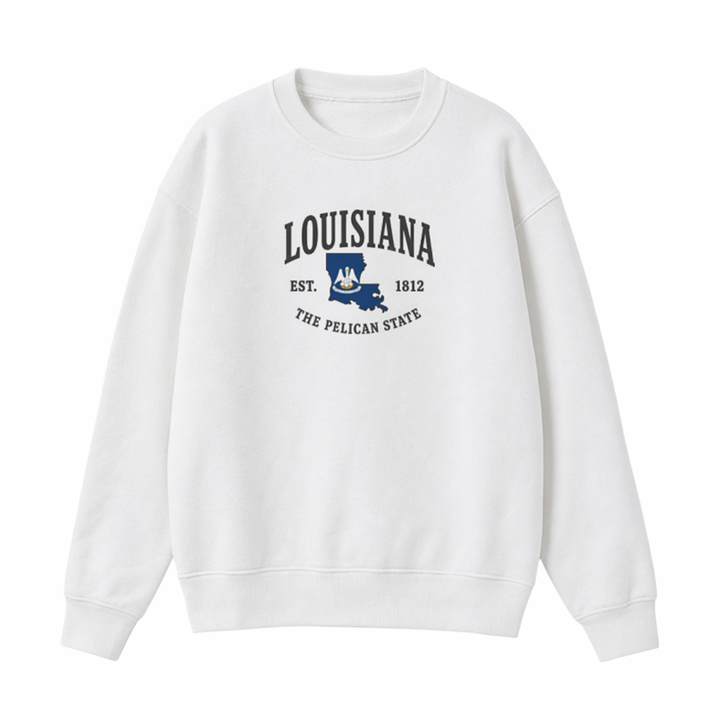 Collection 8 Louisiana Essential Heavyweight Crewneck Sweatshirt - White front