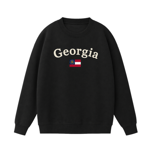 Collection 6 Georgia Essential Heavyweight Crewneck Sweatshirt - Black front