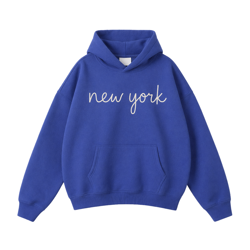 Collection 3 New York Oversize Fleeced Hoodie - Klein Blue front