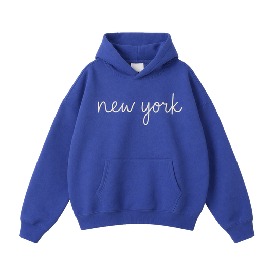 Collection 3 New York Oversize Fleeced Hoodie - Klein Blue front