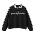 Collection 3 Pennsylvania Contrast Striped Lapel Collar Sweatshirt - Black front