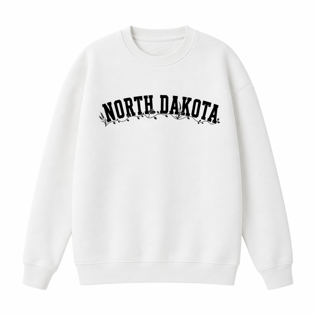Collection 10 North Dakota Essential Heavyweight Crewneck Sweatshirt - White front