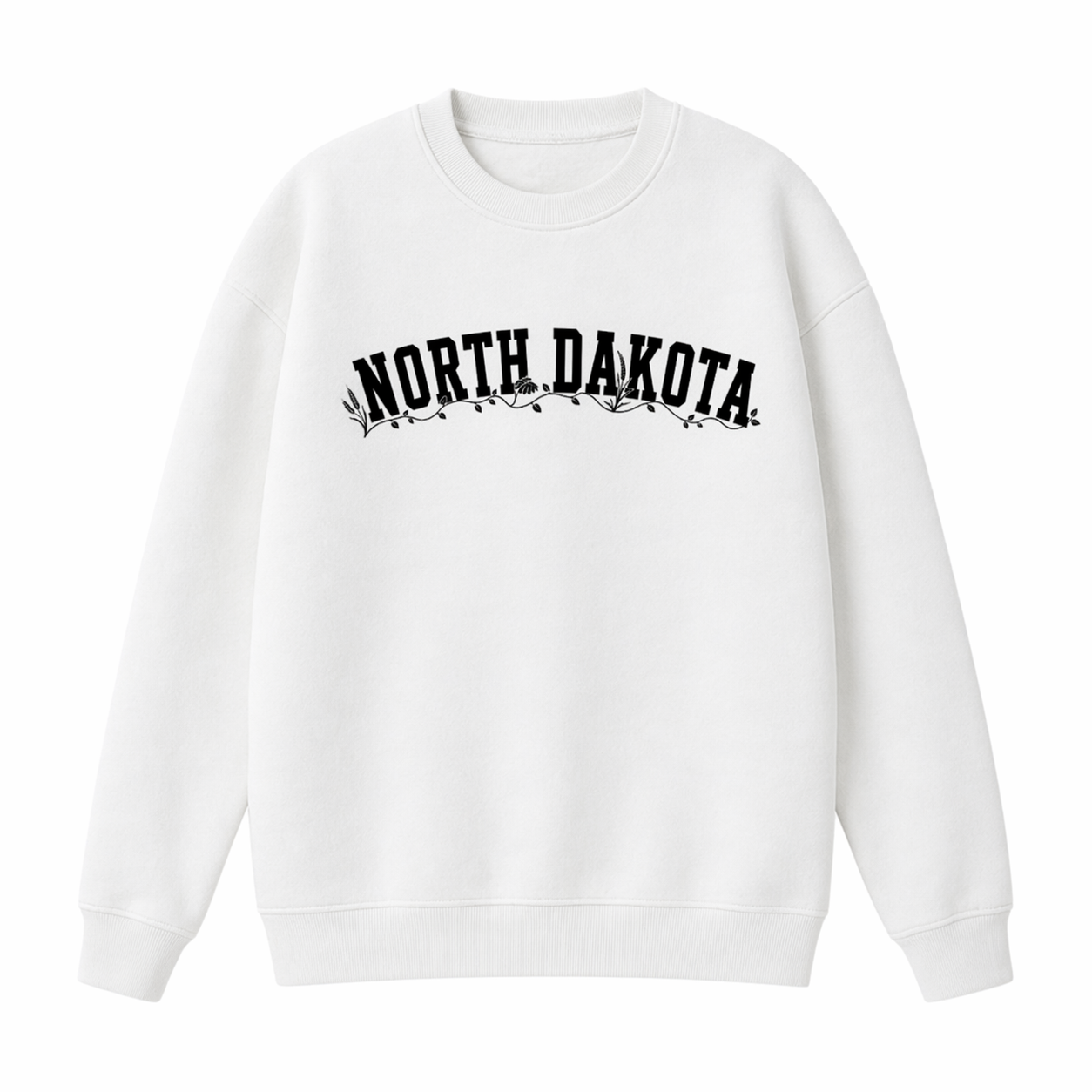 Collection 10 North Dakota Essential Heavyweight Crewneck Sweatshirt - White front