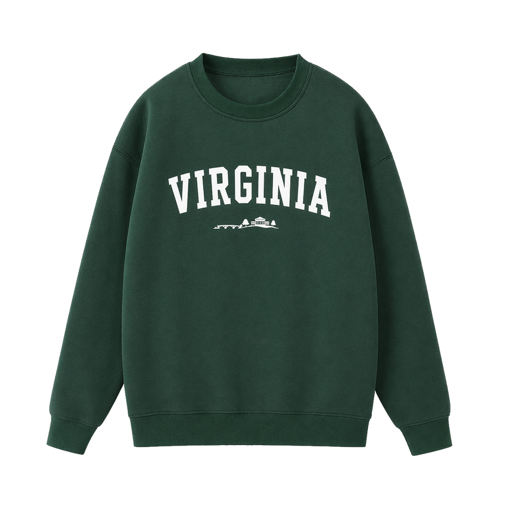 Collection 9 Virginia Essential Heavyweight Crewneck Sweatshirt - Dark Green front