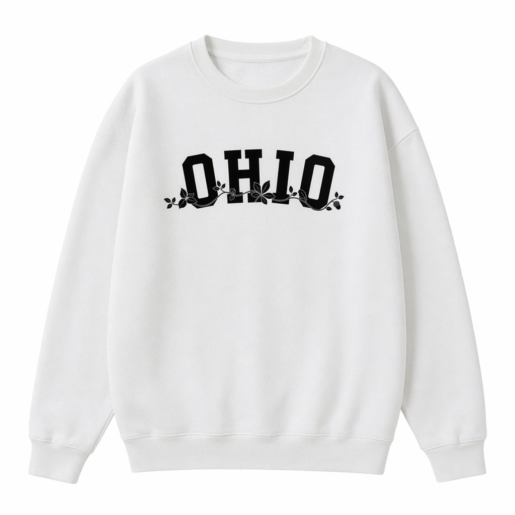 Collection 10 Ohio Essential Heavyweight Crewneck Sweatshirt - White front