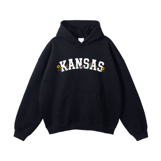 Collection 10 Kansas Oversize Fleeced Hoodie - Black front
