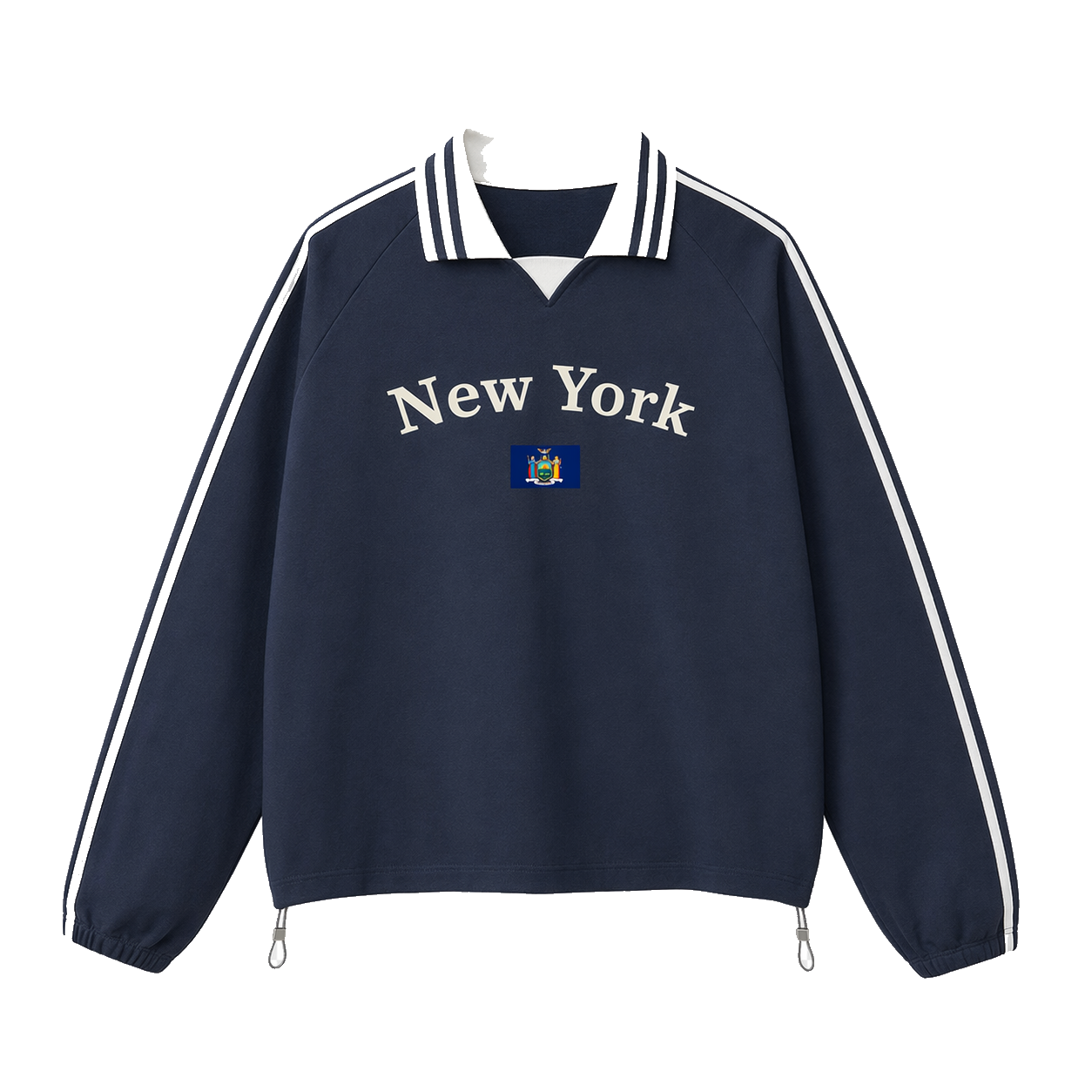 Collection 6 New York Contrast Striped Lapel Collar Sweatshirt - Royal Blue front