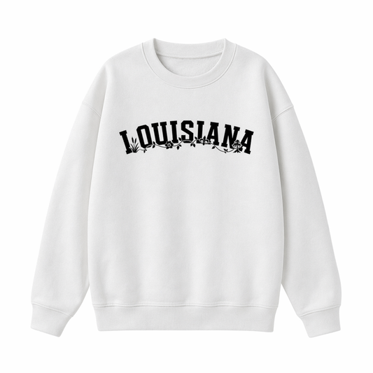 Collection 10 Louisiana Essential Heavyweight Crewneck Sweatshirt - White front