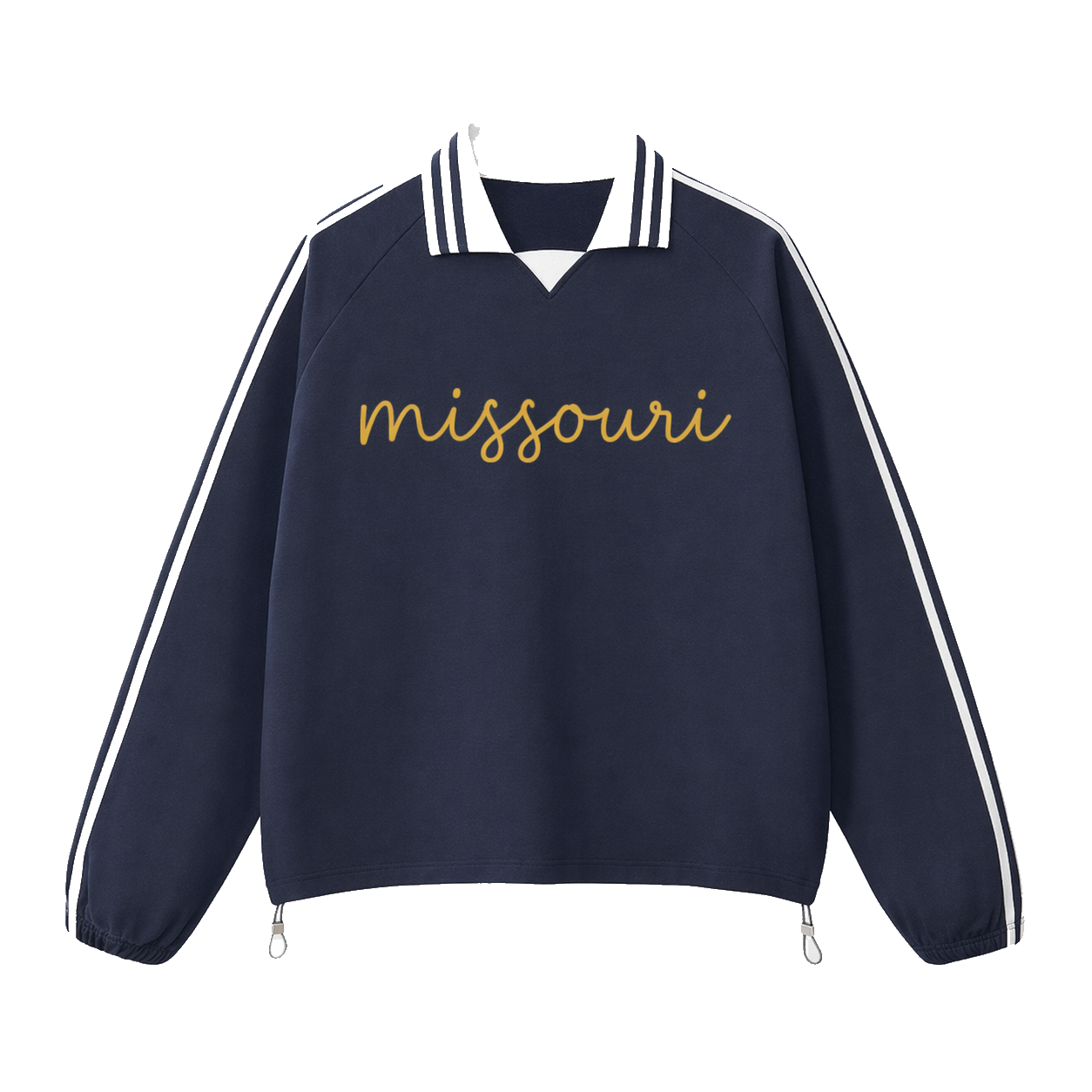 Collection 3 Missouri Contrast Striped Lapel Collar Sweatshirt - Royal Blue front