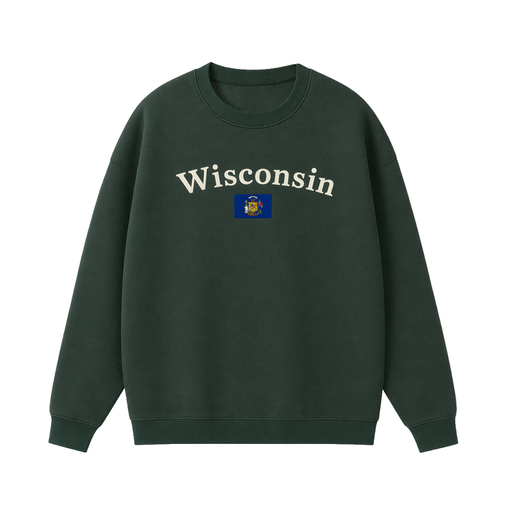 Collection 6 Wisconsin Essential Heavyweight Crewneck Sweatshirt - Dark Green front