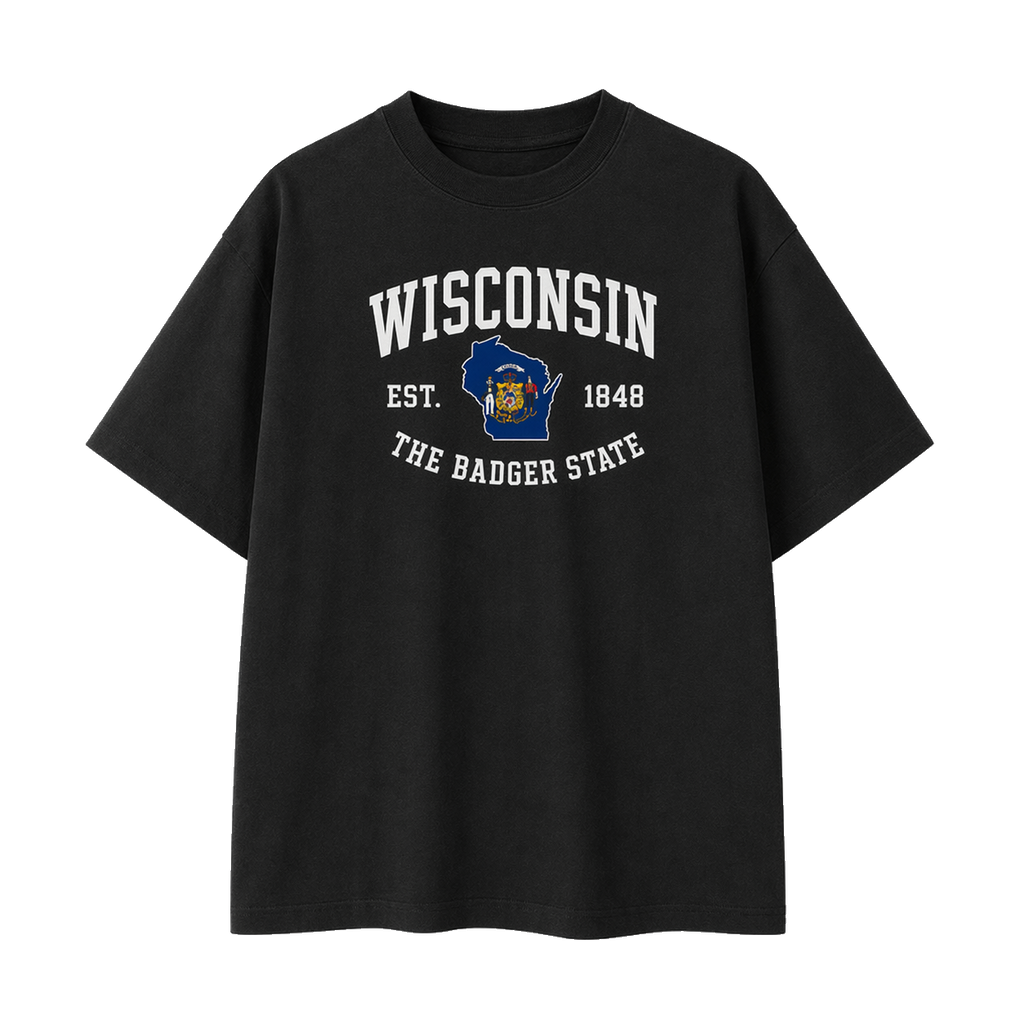 Collection 8 Wisconsin Essential Cotton T-Shirt - Black front