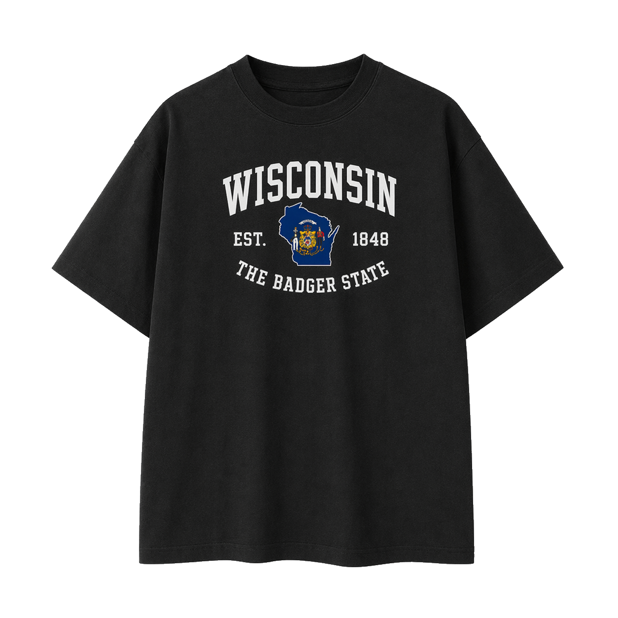 Collection 8 Wisconsin Essential Cotton T-Shirt - Black front