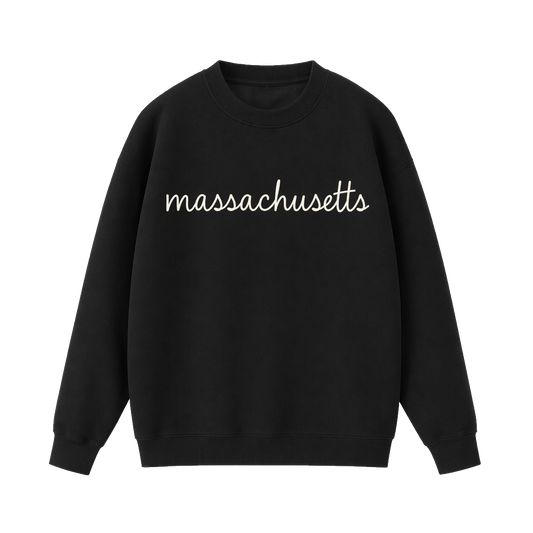 Collection 3 Massachusetts Essential Heavyweight Crewneck Sweatshirt - Black front