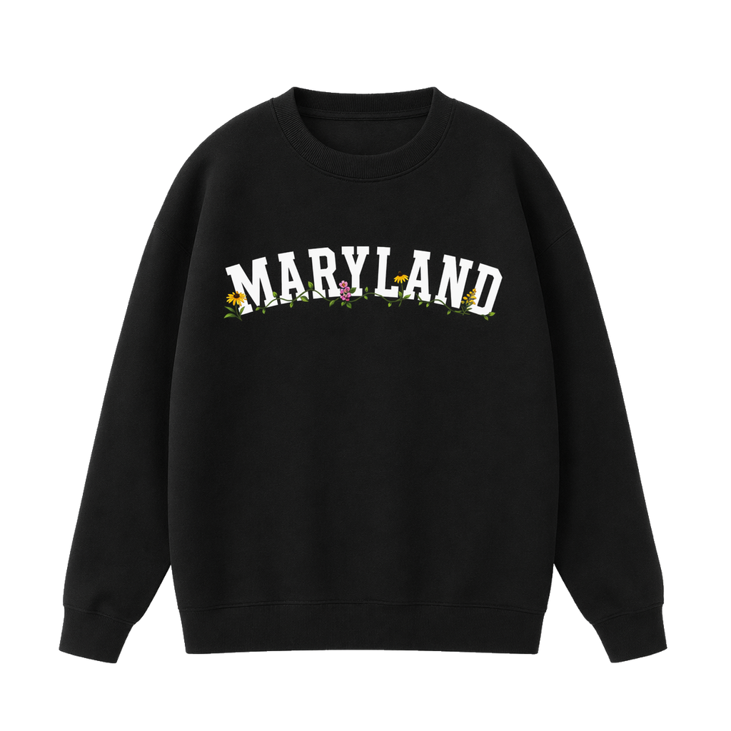 Collection 10 Maryland Essential Heavyweight Crewneck Sweatshirt - Black front