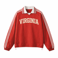 Collection 1 Virginia Contrast Striped Lapel Collar Sweatshirt - Red front