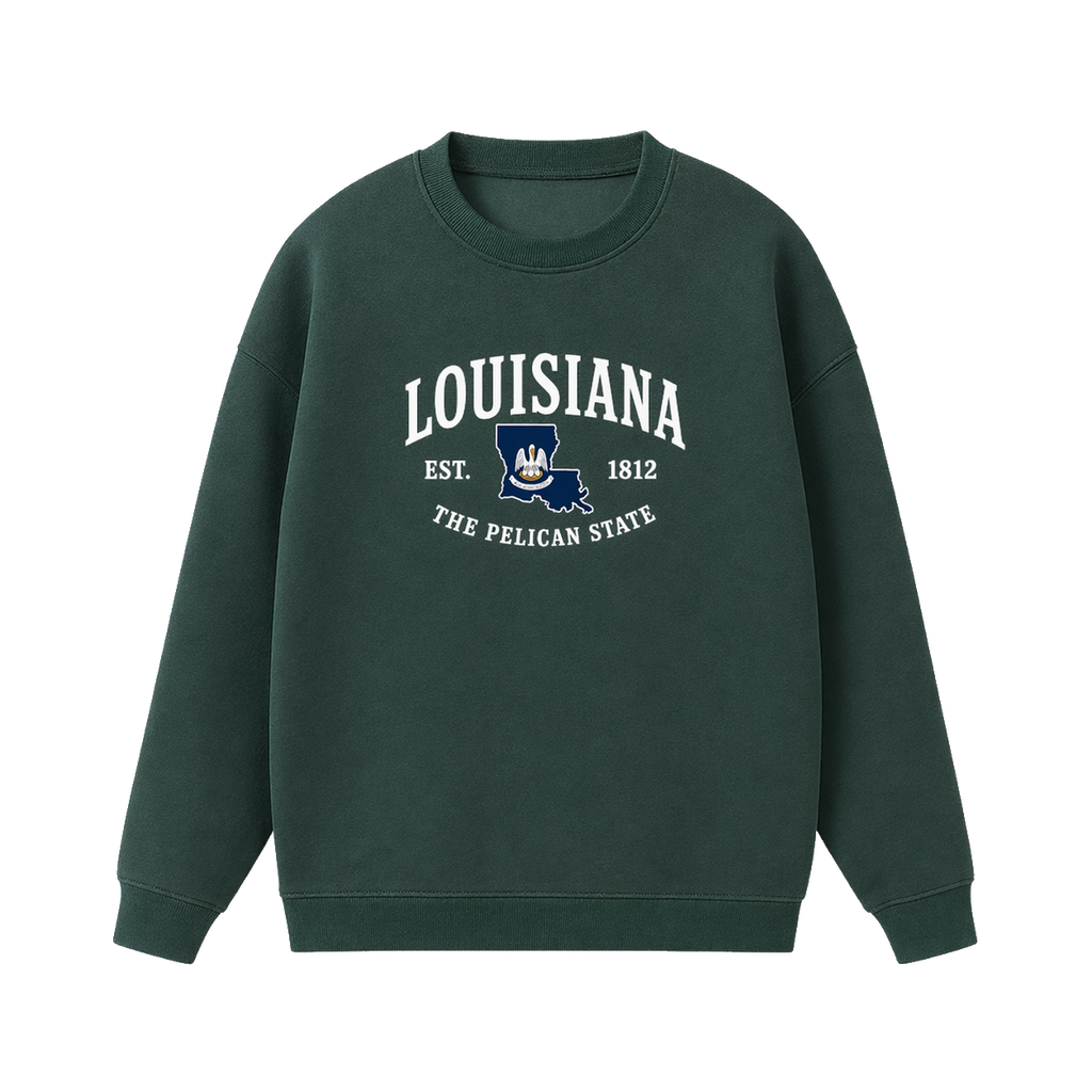 Collection 8 Louisiana Essential Heavyweight Crewneck Sweatshirt - Dark Green front