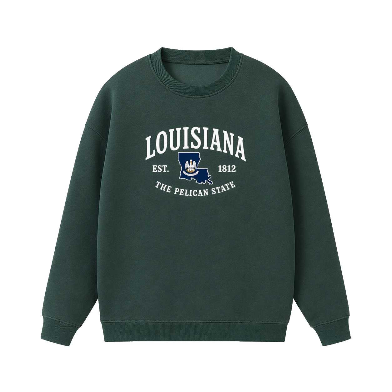 Collection 8 Louisiana Essential Heavyweight Crewneck Sweatshirt - Dark Green front
