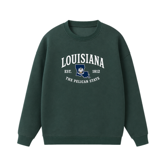 Collection 8 Louisiana Essential Heavyweight Crewneck Sweatshirt - Dark Green front