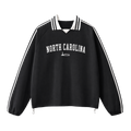 Collection 9 North Carolina Contrast Striped Lapel Collar Sweatshirt - Black front