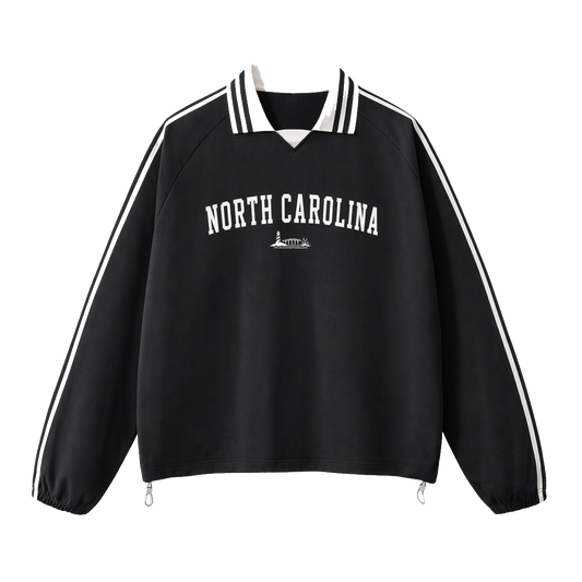 Collection 9 North Carolina Contrast Striped Lapel Collar Sweatshirt - Black front