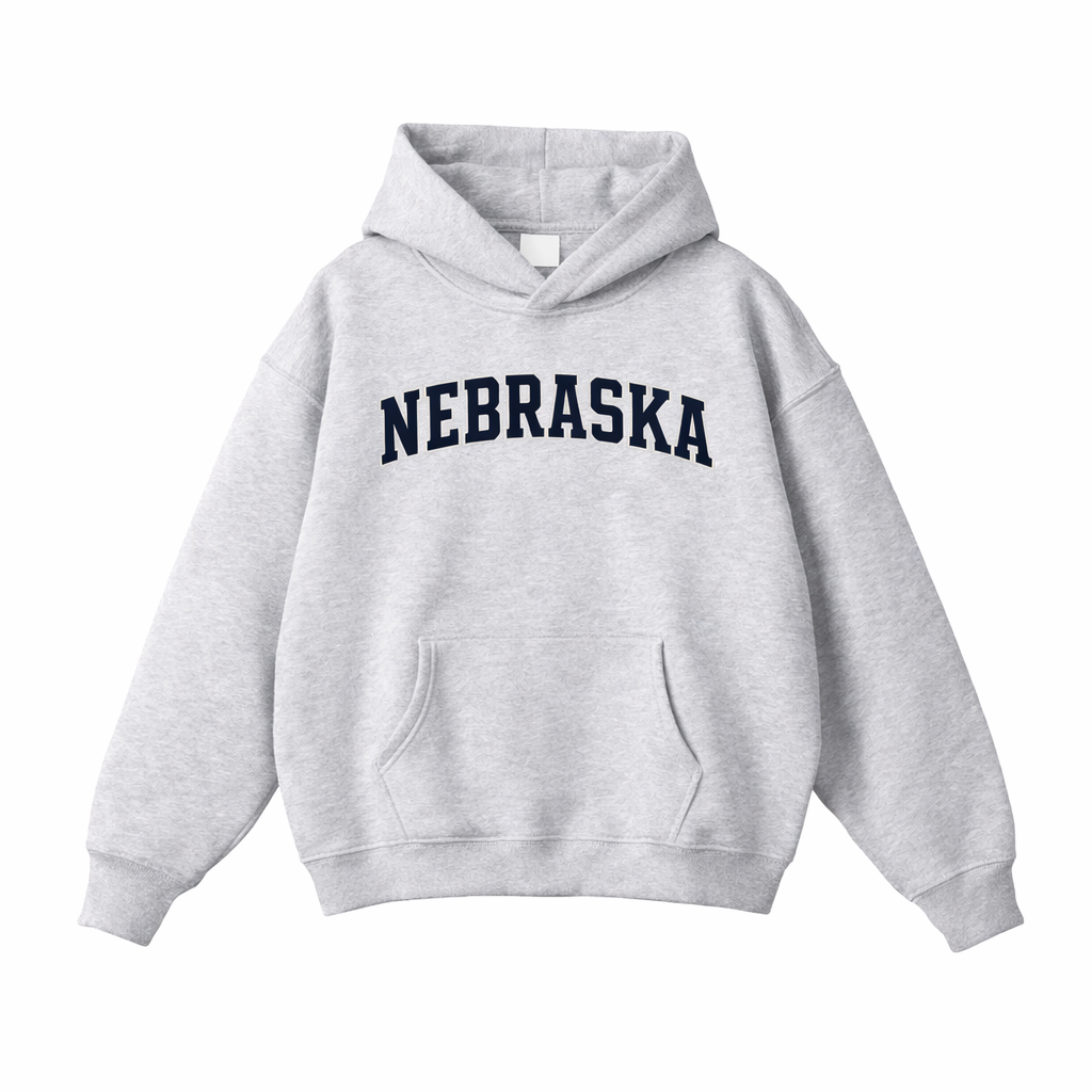 Collection 1 Nebraska Oversize Fleeced Hoodie - Flower Gray front