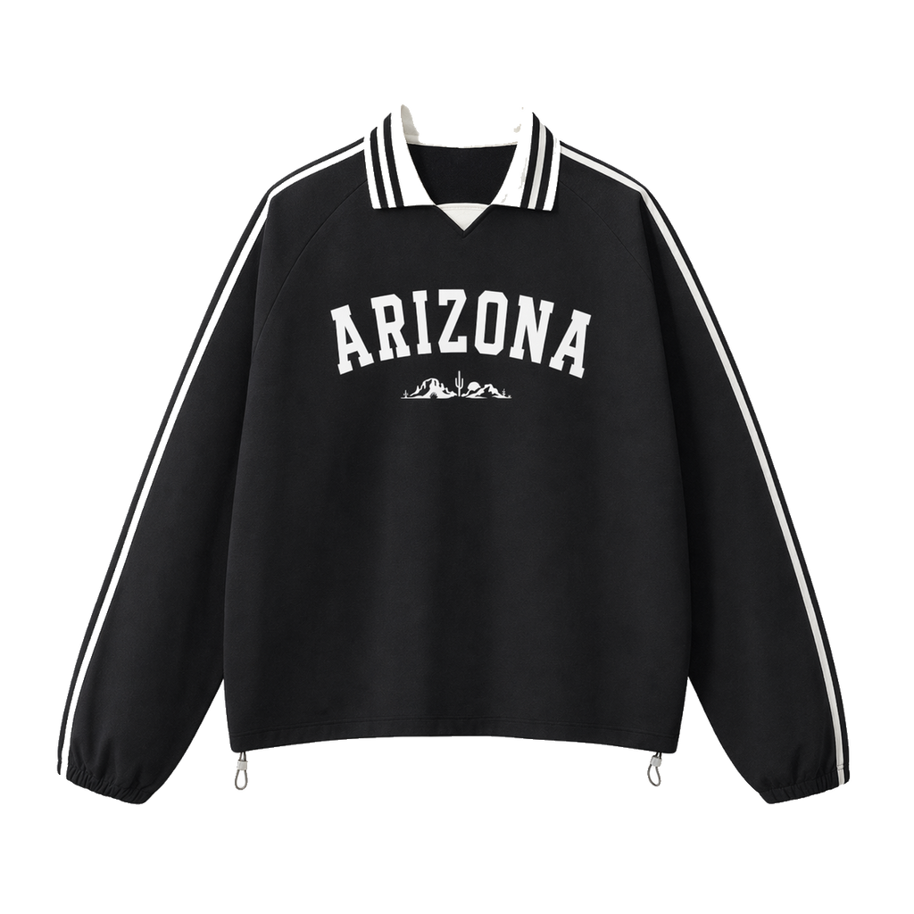 Collection 9 Arizona Contrast Striped Lapel Collar Sweatshirt - Black front