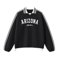 Collection 9 Arizona Contrast Striped Lapel Collar Sweatshirt - Black front
