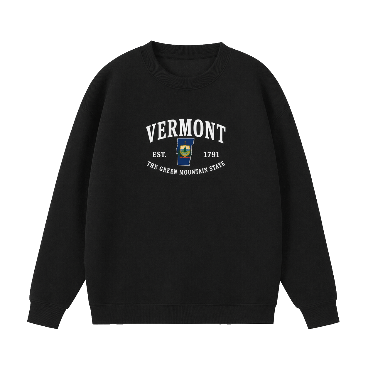 Collection 8 Vermont Essential Heavyweight Crewneck Sweatshirt - Black front
