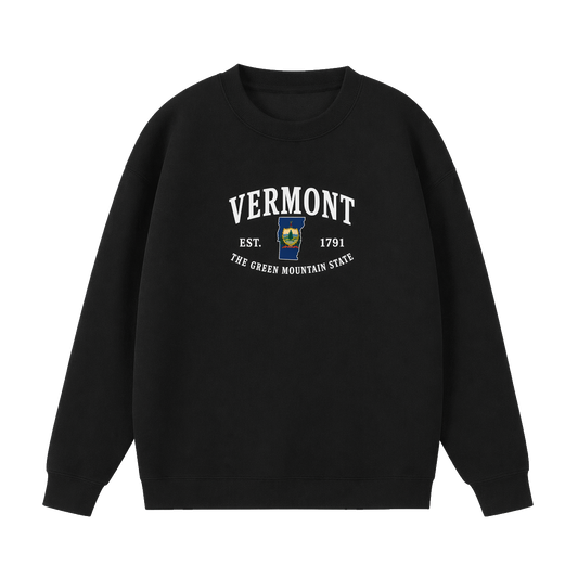 Collection 8 Vermont Essential Heavyweight Crewneck Sweatshirt - Black front