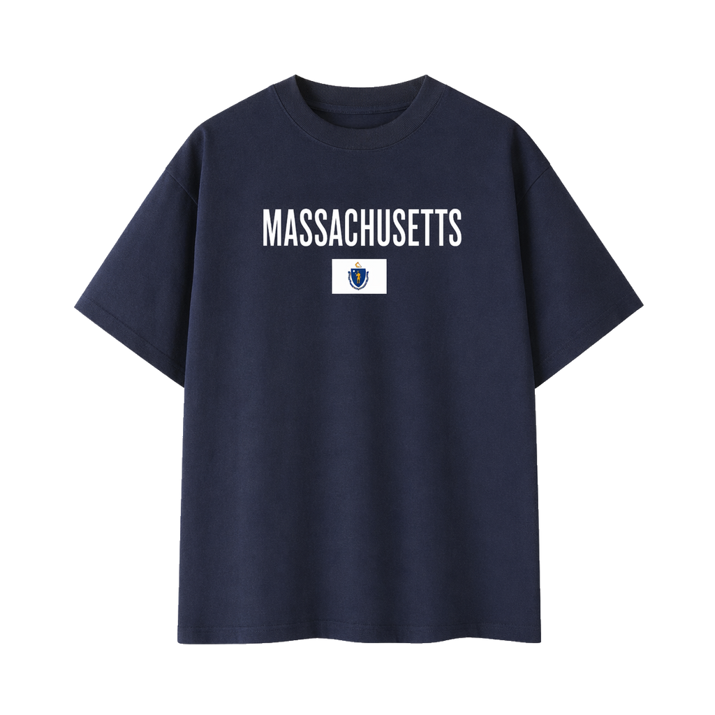 Collection 7 Massachusetts Essential Cotton T-Shirt - Navy Blue front