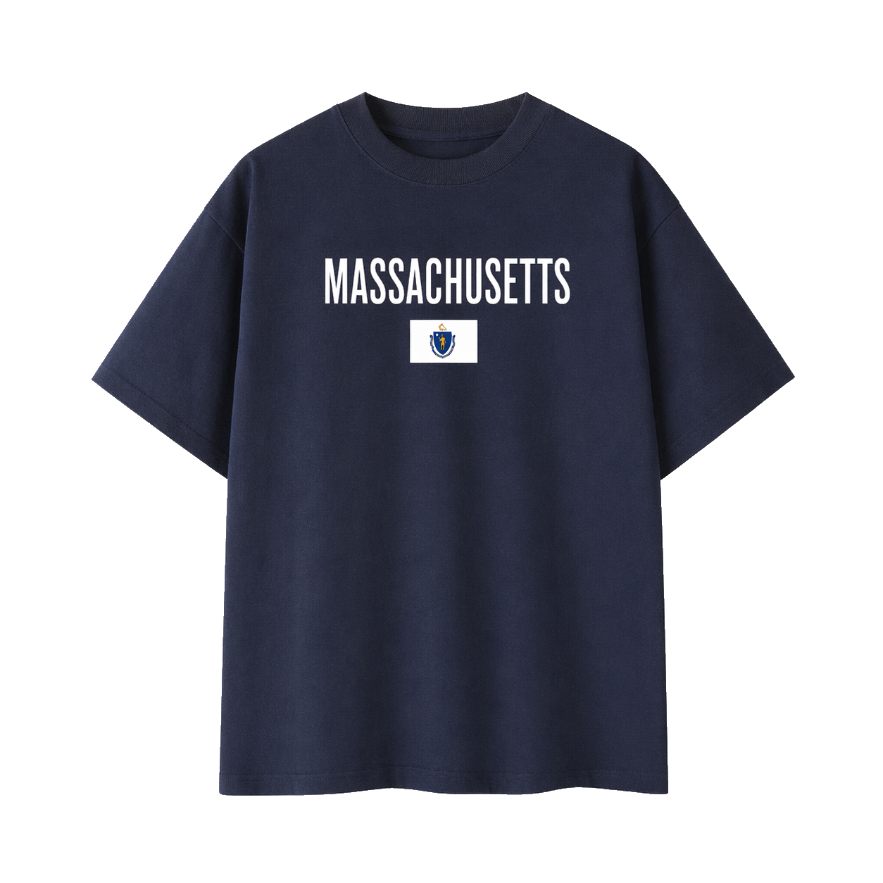Collection 7 Massachusetts Essential Cotton T-Shirt - Navy Blue front