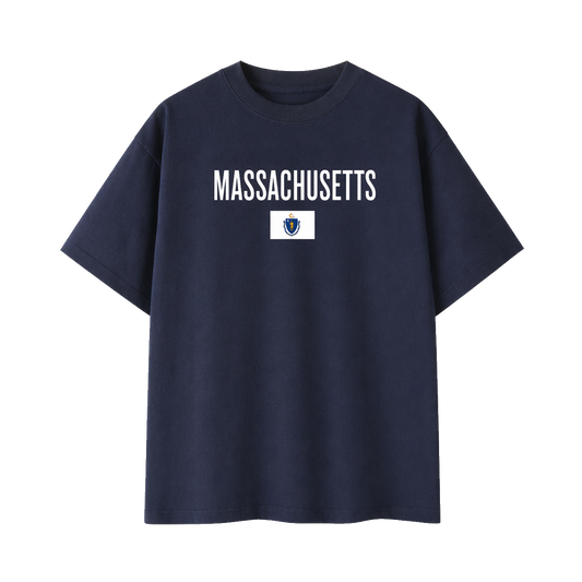 Collection 7 Massachusetts Essential Cotton T-Shirt - Navy Blue front