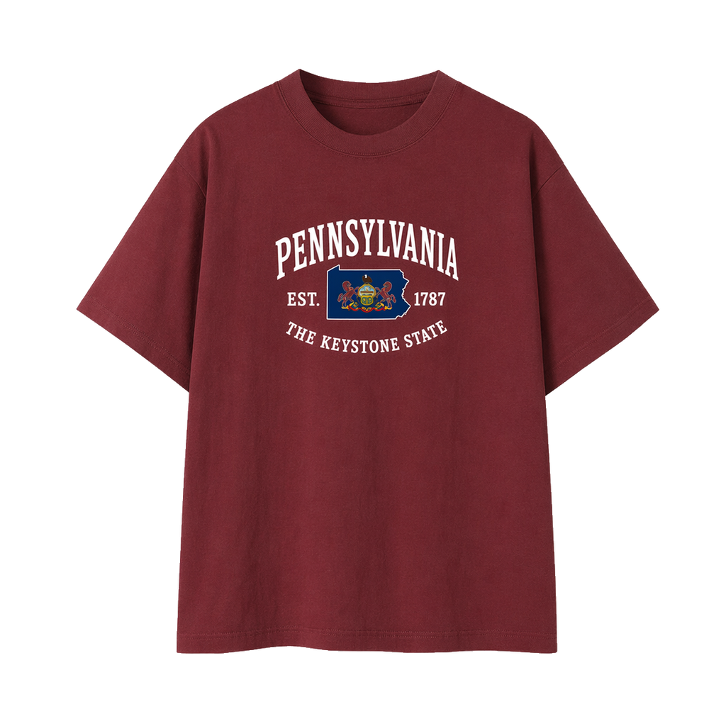 Collection 8 Pennsylvania Essential Cotton T-Shirt - Wine Gray front