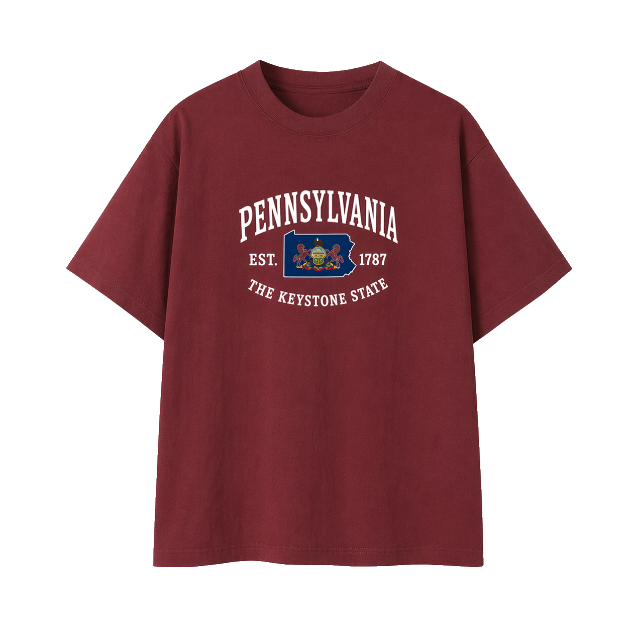 Collection 8 Pennsylvania Essential Cotton T-Shirt - Wine Gray front